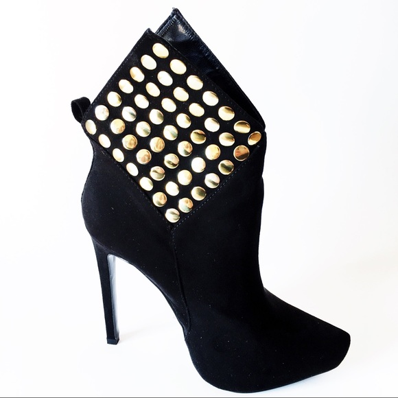 ✨ Shoe Dazzle Black Suede Stiletto Booties 6.5 - Picture 3 of 6